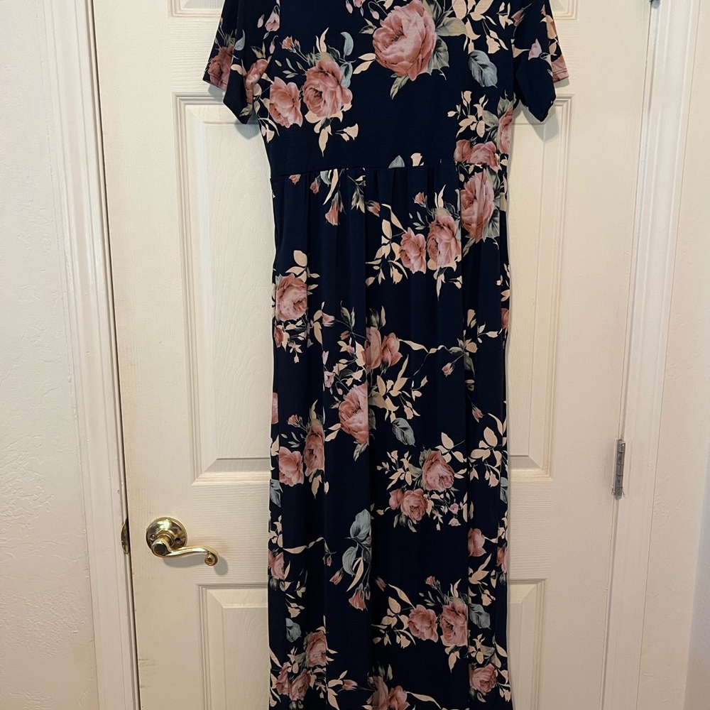 Floral Maxi Dress - Navy with Floral